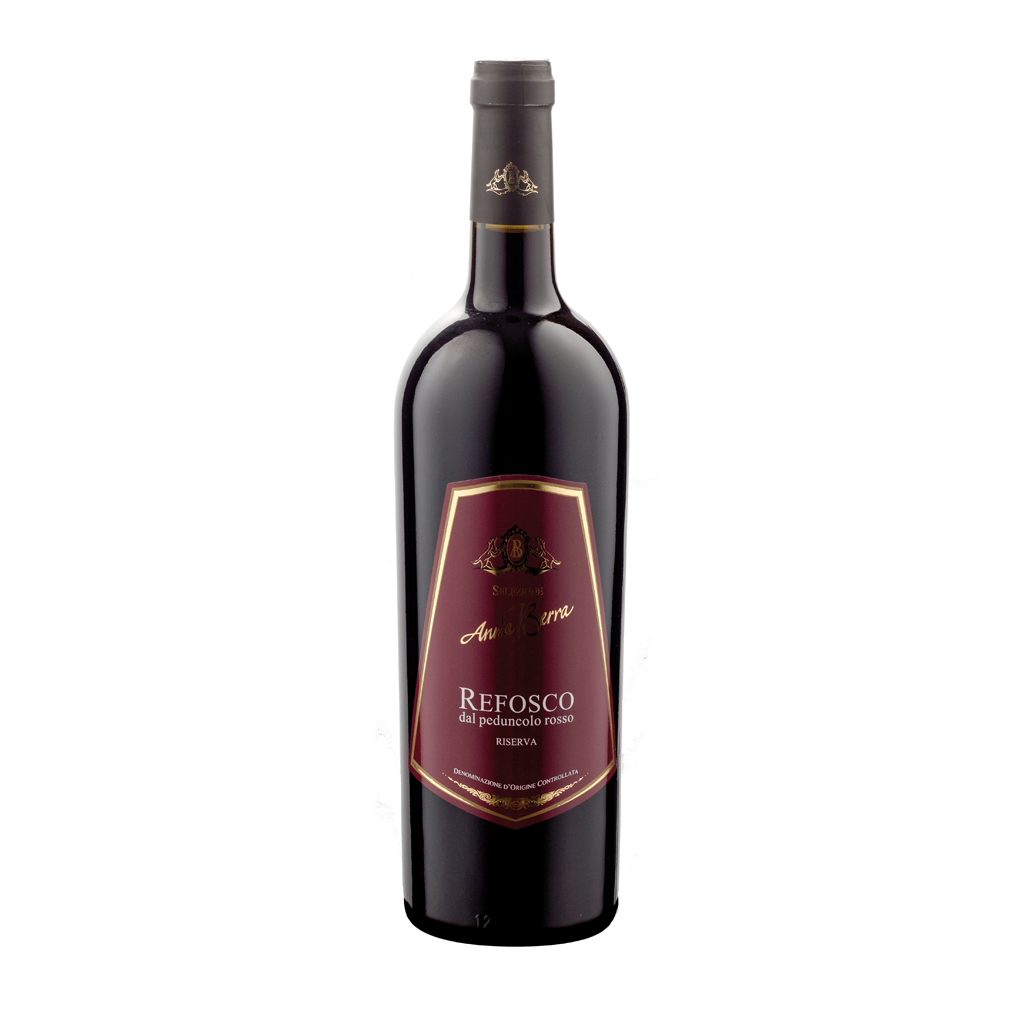 Flasche italienischer Rotwein, Refosco dal peduncolo Rosso Riserva, Weinanbaugebiet Colli Orientali del Friuli, Delizia